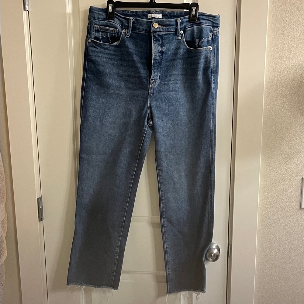 Good American Dark Blue Straight Leg Jeans